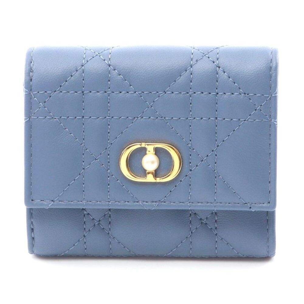 Dior Jolie Hibiscus Leather Wallet Blue